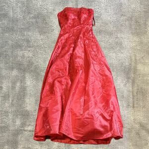 Coral Embellished Floral Strapless Maxi Dress Gown